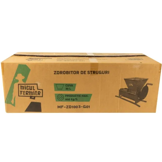 Zdrobitor struguri manual Micul Fermier, cuva 30L, capacitate maxima de productie 600 Kg/h, cu desciorchinator