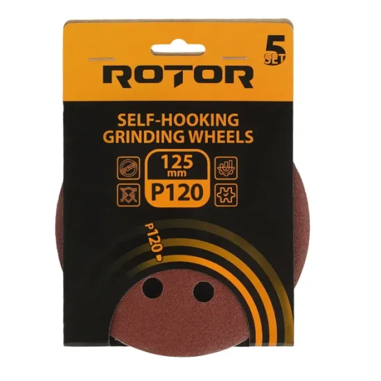 Disc abraziv pentru slefuitor cu excentric ROTOR 125 P120 - Pachet 5 bucati