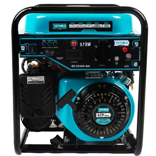 Generator invertor Detoolz, 3.7 kW, 1 priza 230V, motor pe benzina 4 timpi, pornire manuala, capacitate rezervor 9 litri
