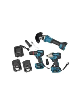 Set scule cu acumulator 2 Baterii 48V si 10 Ah : pistol impact, bormasina si polizor unghiular (flex) VALIZA TRANSPORT