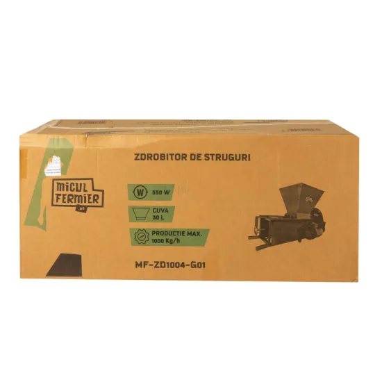 Zdrobitor struguri electric Micul Fermier 0.55kW, cuva 30L, capacitate maxima de productie 1000 Kg/h, cu desciorchinator