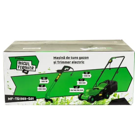 Pachet Micul Fermier masina de tuns gazon 1.3KW si trimmer electric 0.3KW