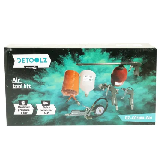 Kit accesorii aer comprimat Detoolz, 5 piese, cupla rapida