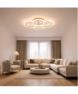 Lustra LED cu Telecomanda Betty 43W 4 Cercuri Lumina Rece/Calda/Neutra Dimabila Alb