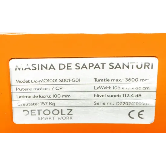 Masina de sapat santuri, Detoolz, 7 CP, 212 CC, benzina 4T, adancime maxima 450 mm
