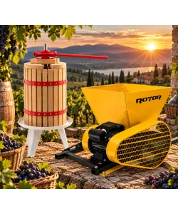 Pachet Teasc Presa Struguri si Fructe ROTOR FP-30, 30 L, lemn masiv de stejar + Zdrobitor Struguri Electric ROTOR HGP-60, 750W, cuva 28L