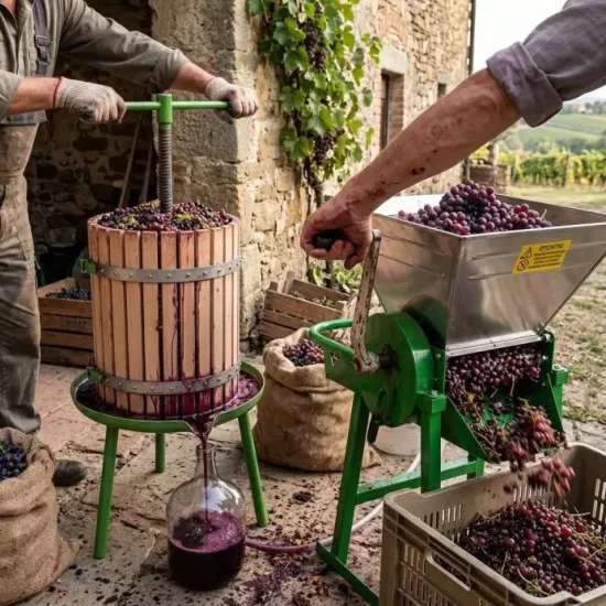 Pachet zdrobitor-desciorchinator struguri manual Micul Fermier , 300 kg/h + Teasc Struguri, 32 litri, GF-1710