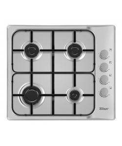 Plita incorporabila ZILAN ,60x50 cm, Inox, 4 ochiuri, Gaz gpl sau natural