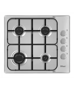 Plita incorporabila ZILAN ,60x50 cm, Inox, 4 ochiuri, Gaz gpl sau natural