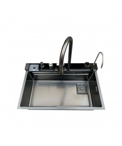 Set chiuveta multifunctionala HAUSBERG  din otel inoxidabil, baterie dubla, cuva perforata fructe/legume, cuva universala cu dop scurgere, tocator, 750x460x220 mm, accesorii incluse, Negru Set chiuveta multifunctionala HAUSBERG  din otel inoxidabil, baterie dubla, cuva perforata fructe/legume, cuva universala cu dop scurgere, tocator, 750x460x220 mm, accesorii incluse, Negru