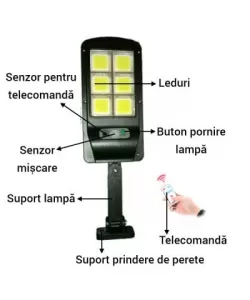 Lampa solara LED cu senzor de miscare si unghi de inductie 120 grade