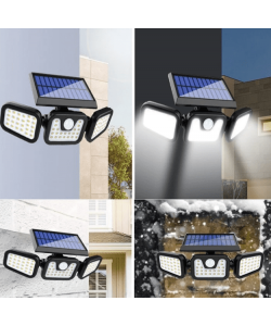 Set 2 Lampi cu incarcare Solara 150W Leduri COB Senzor de Miscare Prindere pe Perete