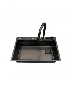 Set chiuveta multifunctionala HAUSBERG din otel inoxidabil, baterie dubla, cuva perforata fructe/legume, cuva universala cu dop scurgere, tocator, 750x460x220 mm, accesorii incluse, Negru Set chiuveta multifunctionala HAUSBERG din otel inoxidabil, baterie dubla, cuva perforata fructe/legume, cuva universala cu dop scurgere, tocator, 750x460x220 mm, accesorii incluse, Negru