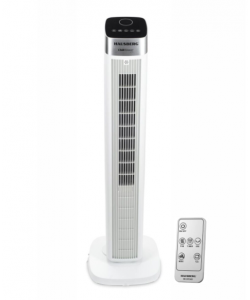 Ventilator Turn Digital cu Telecomanda HAUSBERG HB-5963AB, 55W, 3 Viteze, 41 Inch, Temporizator, LED, Oscilatie, Maner transport, Difuzor de parfum, Alb