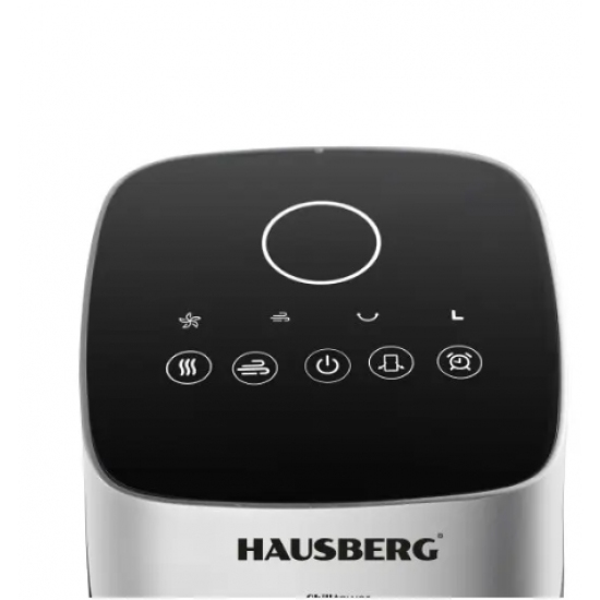 Ventilator Turn Digital cu Telecomanda HAUSBERG HB-5963AB, 55W, 3 Viteze, 41 Inch, Temporizator, LED, Oscilatie, Maner transport, Difuzor de parfum, Alb