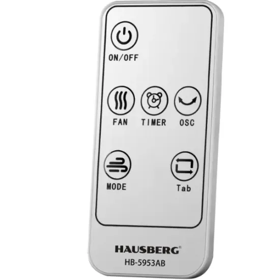Ventilator Turn Digital cu Telecomanda HAUSBERG HB-5963AB, 55W, 3 Viteze, 41 Inch, Temporizator, LED, Oscilatie, Maner transport, Difuzor de parfum, Alb