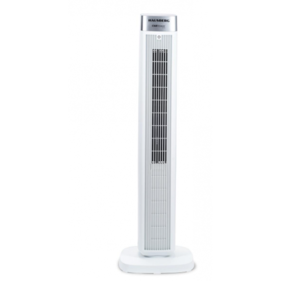 Ventilator Turn Digital cu Telecomanda HAUSBERG HB-5963AB, 55W, 3 Viteze, 41 Inch, Temporizator, LED, Oscilatie, Maner transport, Difuzor de parfum, Alb