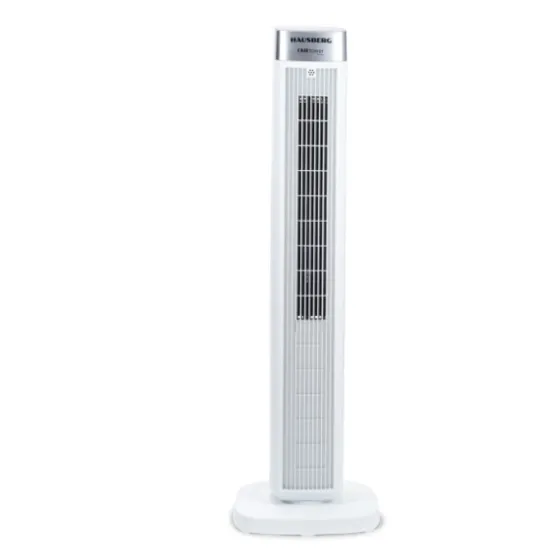 Ventilator Turn Digital cu Telecomanda HAUSBERG HB-5963AB, 55W, 3 Viteze, 41 Inch, Temporizator, LED, Oscilatie, Maner transport, Difuzor de parfum, Alb