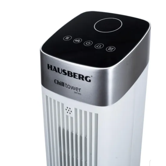 Ventilator Turn Digital cu Telecomanda HAUSBERG HB-5963AB, 55W, 3 Viteze, 41 Inch, Temporizator, LED, Oscilatie, Maner transport, Difuzor de parfum, Alb