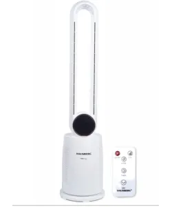 Ventilator Turn Digital cu Telecomanda HAUSBERG HB-5957AB, 65W, 12 Viteze, Temporizator, Ioni negativi, Oscilatie, LED, 4 Programe, Alb