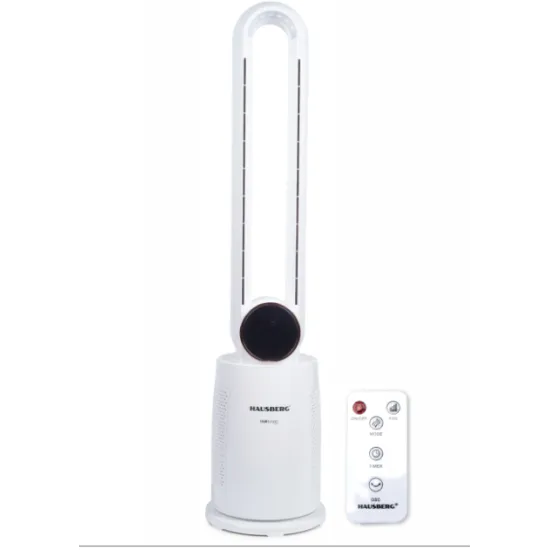 Ventilator Turn Digital cu Telecomanda HAUSBERG HB-5957AB, 65W, 12 Viteze, Temporizator, Ioni negativi, Oscilatie, LED, 4 Programe, Alb