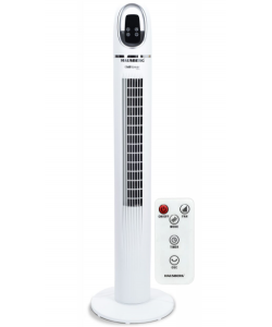 Ventilator Turn Digital cu Telecomanda HAUSBERG HB-5958AB, 55W, 45 Inch, LED, Temporizator, Oscilatie, Maner de transport, Alb