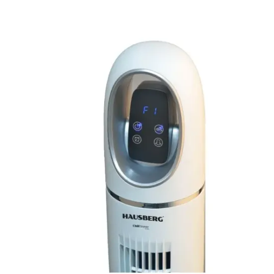 Ventilator Turn Digital cu Telecomanda HAUSBERG HB-5958AB, 55W, 45 Inch, LED, Temporizator, Oscilatie, Maner de transport, Alb