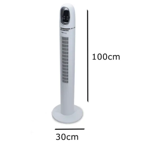 Ventilator Turn Digital cu Telecomanda HAUSBERG HB-5958AB, 55W, 45 Inch, LED, Temporizator, Oscilatie, Maner de transport, Alb
