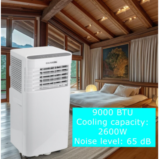 Aparat de aer conditionat portabil HAUSBERG HB-5960AB, 1920W, 300 m3/h, LCD, 9000 BTU, Alb