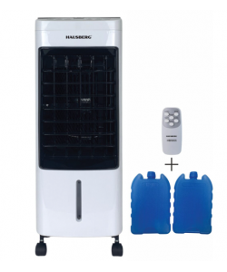 Ventilator cu racire si umidificare aer HAUSBERG HB-5955AB, 3 viteze, telecomanda, temporizator 12 ore, rezervor apa 4 l, portabil, Alb