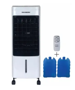 Ventilator cu racire si umidificare aer HAUSBERG HB-5955AB, 3 viteze, telecomanda, temporizator 12 ore, rezervor apa 4 l, portabil, Alb