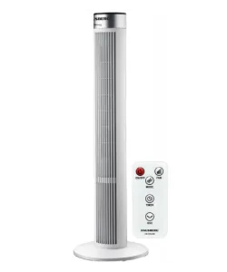Ventilator Turn cu Telecomanda HAUSBERG HB-5952AB, 55W, 3 Viteze, 38 inch, LED, Temporizator, Oscilatie, Maner transport, Alb