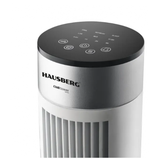 Ventilator Turn cu Telecomanda HAUSBERG HB-5952AB, 55W, 3 Viteze, 38 inch, LED, Temporizator, Oscilatie, Maner transport, Alb