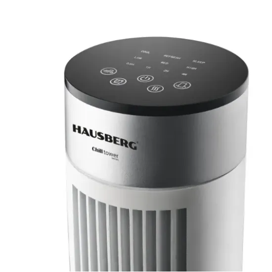 Ventilator Turn cu Telecomanda HAUSBERG HB-5952AB, 55W, 3 Viteze, 38 inch, LED, Temporizator, Oscilatie, Maner transport, Alb
