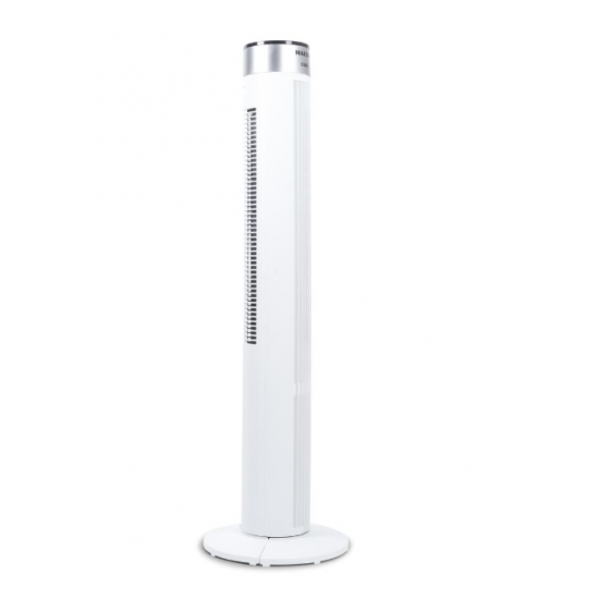 Ventilator Turn cu Telecomanda HAUSBERG HB-5952AB, 55W, 3 Viteze, 38 inch, LED, Temporizator, Oscilatie, Maner transport, Alb