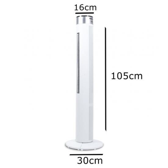 Ventilator Turn cu Telecomanda HAUSBERG HB-5952AB, 55W, 3 Viteze, 38 inch, LED, Temporizator, Oscilatie, Maner transport, Alb