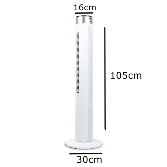 Ventilator Turn cu Telecomanda HAUSBERG HB-5952AB, 55W, 3 Viteze, 38 inch, LED, Temporizator, Oscilatie, Maner transport, Alb