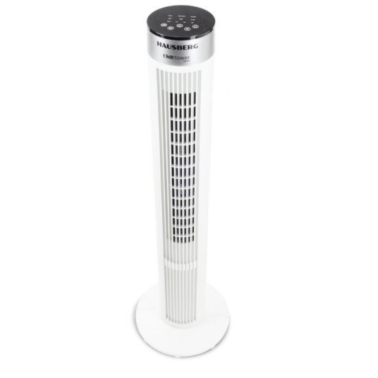 Ventilator Turn cu Telecomanda HAUSBERG HB-5952AB, 55W, 3 Viteze, 38 inch, LED, Temporizator, Oscilatie, Maner transport, Alb
