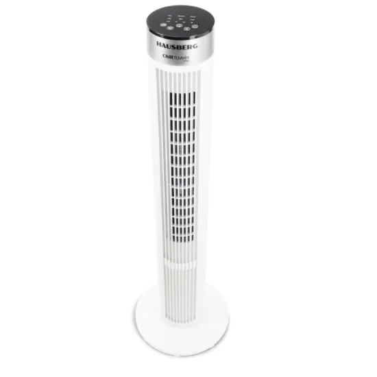 Ventilator Turn cu Telecomanda HAUSBERG HB-5952AB, 55W, 3 Viteze, 38 inch, LED, Temporizator, Oscilatie, Maner transport, Alb