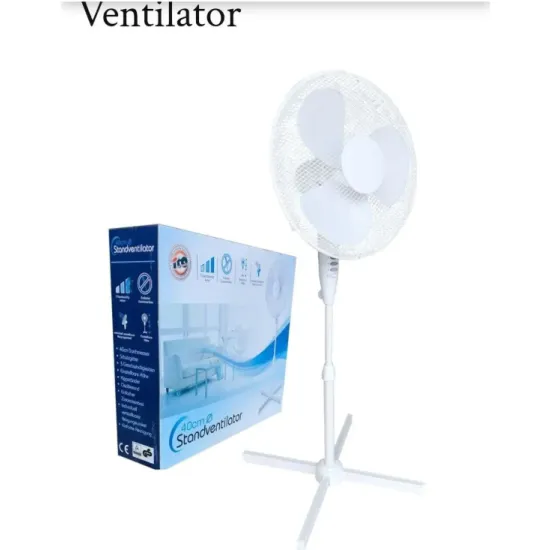 Ventilator cu picior ,50w, 3 viteze, inaltime reglabila, Alb
