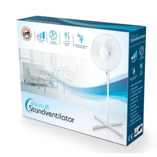 Ventilator cu picior ,50w, 3 viteze, inaltime reglabila, Alb