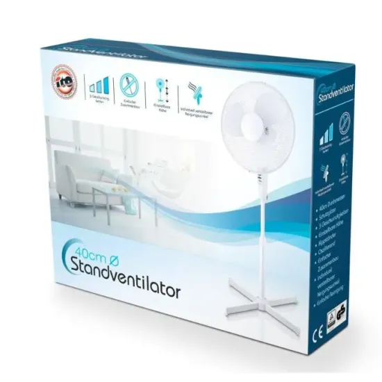 Ventilator cu picior ,50w, 3 viteze, inaltime reglabila, Alb