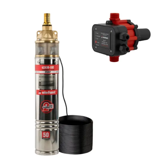 Pachet hidrofor Pompa submersibila ELEFANT 4SKM-100, putere 750 W, debit 41 L/min + Prescontrol automat EWPC-1, 1.1KW, 1.5 bar