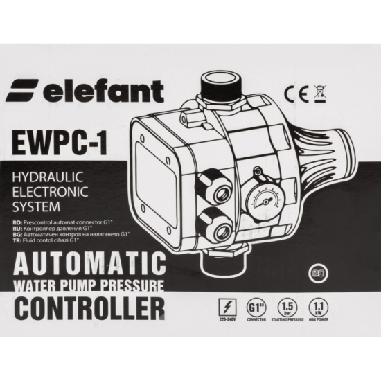 Pachet hidrofor Pompa submersibila ELEFANT 4SKM-100, putere 750 W, debit 41 L/min + Prescontrol automat EWPC-1, 1.1KW, 1.5 bar