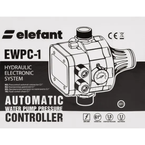 Pachet hidrofor Pompa submersibila ELEFANT 4SKM-100, putere 750 W, debit 41 L/min + Prescontrol automat EWPC-1, 1.1KW, 1.5 bar