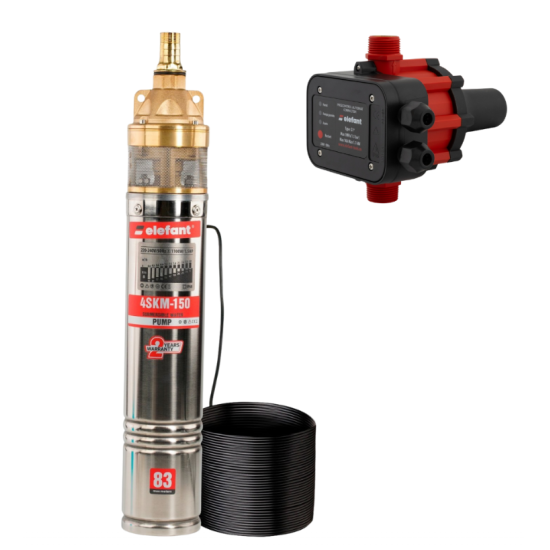 Pachet hidrofor  Pompa submersibila ELEFANT 4SKM150, putere 1100 W, debit 41 L/min + Prescontrol automat EWPC-1, 1.1KW, 1.5 bar