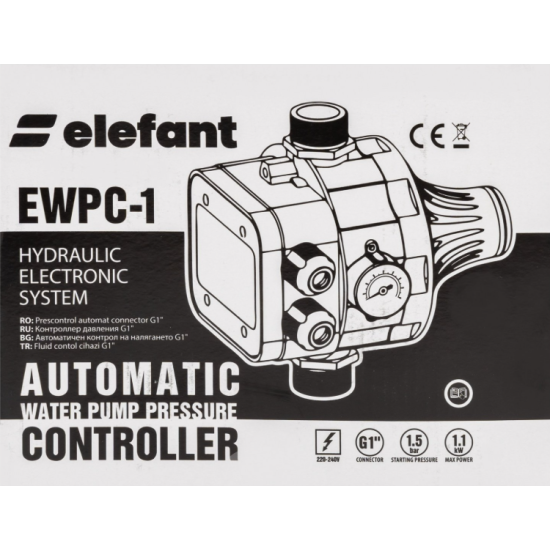Pachet hidrofor  Pompa submersibila ELEFANT 4SKM150, putere 1100 W, debit 41 L/min + Prescontrol automat EWPC-1, 1.1KW, 1.5 bar