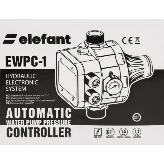 Pachet hidrofor Pompa submersibila ELEFANT 4SKM150, putere 1100 W, debit 41 L/min + Prescontrol automat EWPC-1, 1.1KW, 1.5 bar