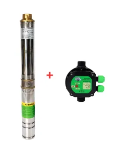 Pachet hidrofor - Pompa submersibila 8 turbine Micul Fermier, putere 1.1 kW, debit 3900 l/h, inaltime maxima 51 m + Presostat electronic 2.2kW
