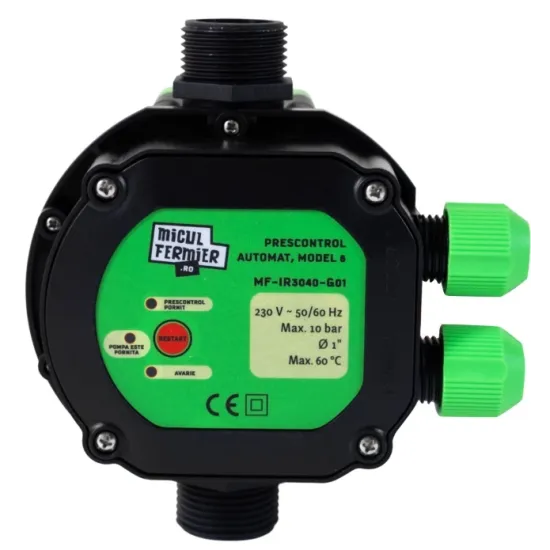 Pachet hidrofor - Pompa submersibila 8 turbine Micul Fermier, putere 1.1 kW, debit 3900 l/h, inaltime maxima 51 m + Presostat electronic 2.2kW